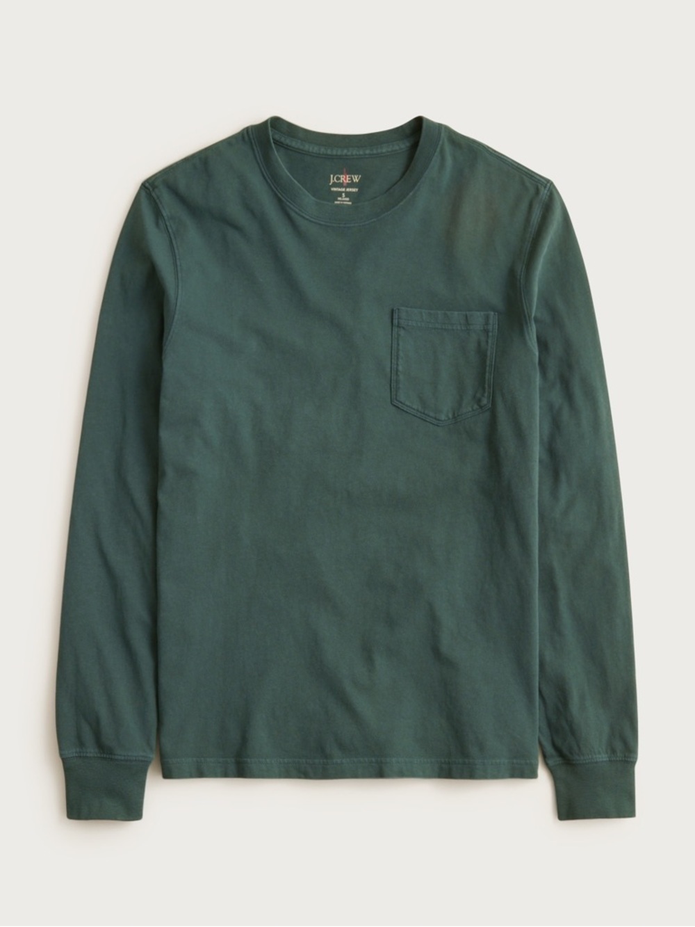 J crew green Long-sleeve vintage-wash cotton pocket T-shirt
